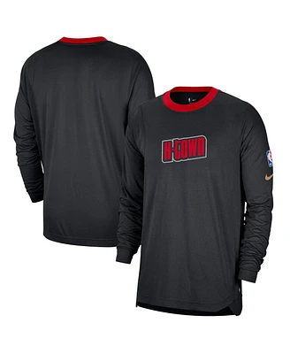 Nike Men's Black/Red Houston Rockets 2024/25 City Edition Authentic Pregame Performance Long Sleeve Shooting T-Shirt