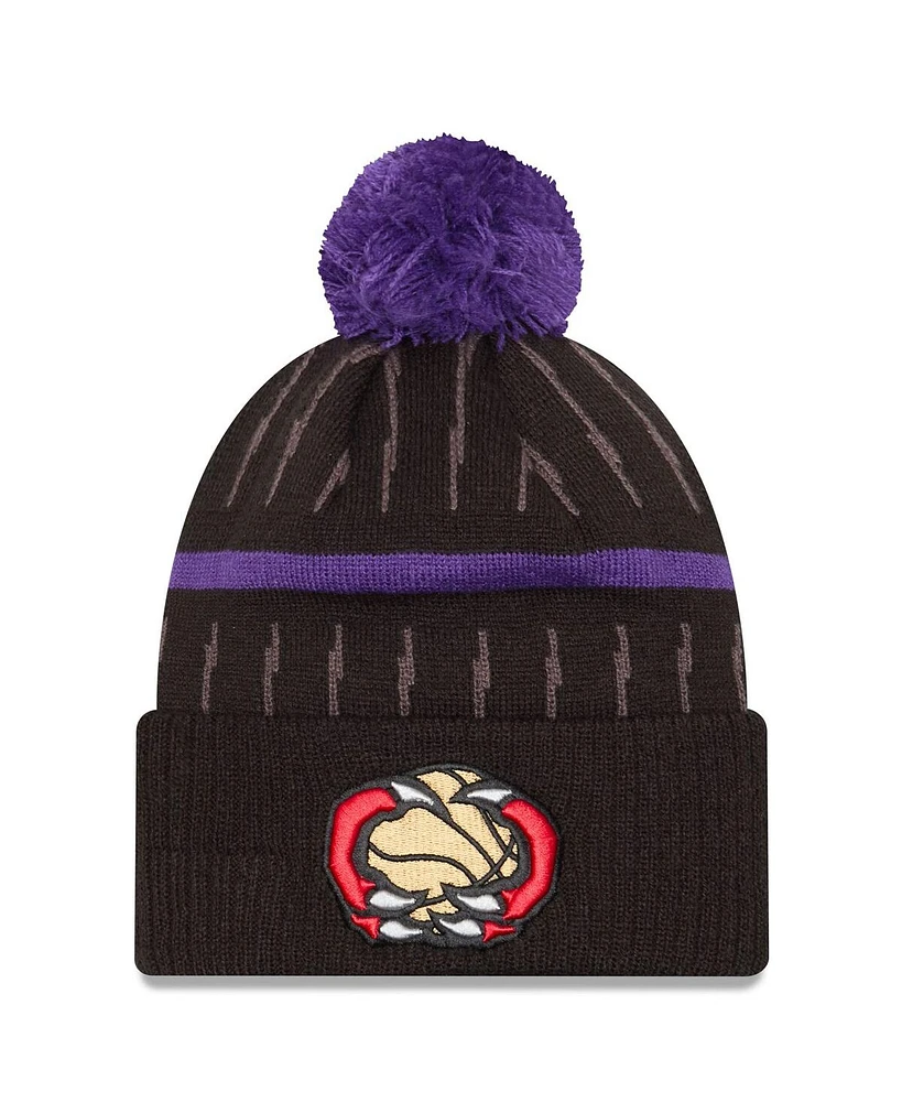 New Era Men's Black Toronto Raptors 2024/25 City Edition Cuffed Knit Hat with Pom