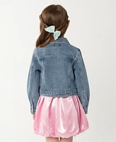 Sparkle & Shine Little Girls Liquid Metallic Dress with Denim Jacket, 2-Piece Set