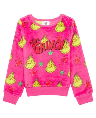 The Grinch Toddler and Little Girls Bright Star Long Sleeve Plush Pullover Sweatshirt