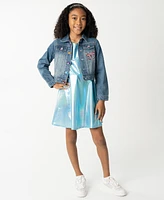 Sparkle & Shine Big Girls Liquid Metallic Dress with Denim Jacket, 2- Piece Set