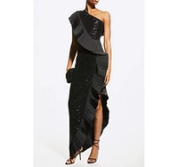 ONE33 Social Women's The Mercer Sequin Pleated Ruffle Gown