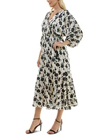 Taylor Women's Floral V-Neck Dolman-Sleeve Dress