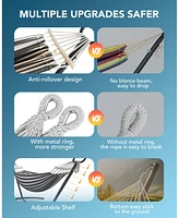 Everyfun Brazilian Hammock with Adjustable Stand- Stylish Hammock Bed w/Storage Bag, 600lb Capacity