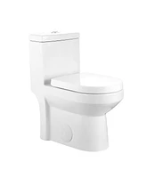 DeerValley Liberty Compact Toilets One-Piece Toilet With High-Efficiency Flush Round Toilet for Space-Saving Floor Mounted (Seat Included)