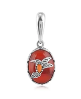 American West Jewelry Sterling Silver Red Spiny Oyster and Orange Spiny Oyster Hummingbird Pendant Enhancer