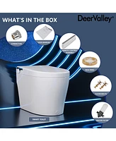 DeerValley Smart Bidet Toilet with Auto Open Lid Auto Flush, Modern Tankless Smart Toilet Equipped with Bidet Warm Wash Heated Seat Night Light(Remote