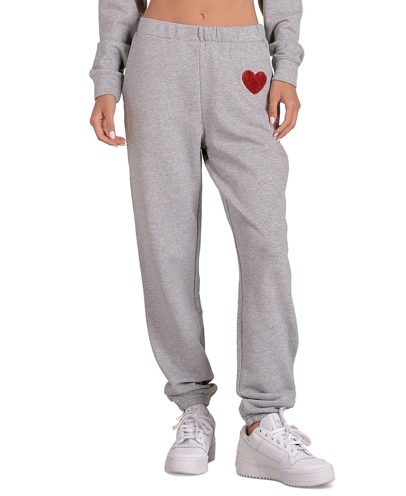 Elan Women's Cotton High-Rise Heart-Graphic Sweatpants