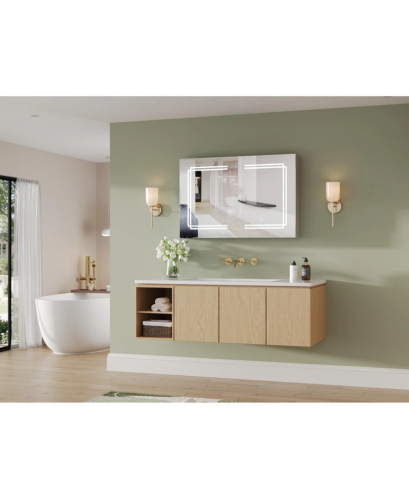 DeerValley Medicine Cabinets For Bathroom With Mirror, Wall Mounted Led Medicine Cabinet Organizer With Defogger, Dimmer, Bluetooth Speaker, Double Do