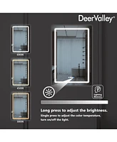 DeerValley 24'' W x 35'' H Anti-Fog Led Bathroom Mirror With Smart Dimmable And Time Mode Control Wall Mounted Vanity Mirror