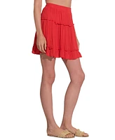 Elan Women's Cotton Pull-On Tiered Mini Skirt