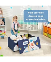 Gouun Kids Wooden Upholstered Toy Storage Box with Removable Lid