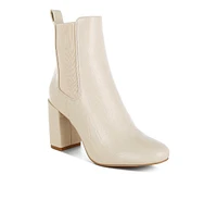 London Rag Babbel Faux Leather Block Heel Ankle Boots