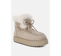 London Rag Bunting Faux Fur Collar Flatform Boots