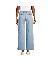 Lands' End Women's Mid Rise Denim Wide Leg Ankle Jeans