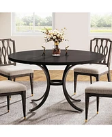 Tribesigns 47" Round Dining Table for 4-6 People, Rustic Dinner with Wooden Texture Surface & Pedestal, Kitchen Room, Liv