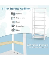 Gouun 47.5 Inch 4-Tier Multifunctional Bamboo Bookcase Storage Stand Rack
