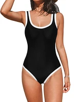 Cupshe Women's Scoop Neck Color Block U Back Wide Straps Bonded One Piece Swimsuit