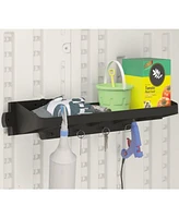 Suncast 25 x 8 Inch Shelf Accessory with Hooks for Outdoor Shed, Black (2-Pack)