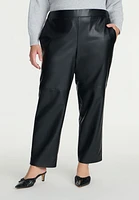 Eloquii Elements Women's Plus Size Woven Faux Leather Straight Leg Pant