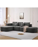 Tribesigns L-Shaped Sectional Couch, 116" Sectional Sofa, Modern Large Sofa with 3 Back Cushions and 2 Pillows, Grey 4 Seater Upholstered Deep Sofa wi