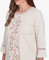 Alfred Dunner Women's Telluride Center Embroidered Floral Top