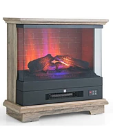 Sugift 27 Inch Freestanding Fireplace with Remote Control-Brown