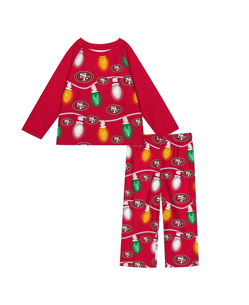 Outerstuff Toddler San Francisco 49ers Two-Piece Garland Holiday Long Sleeve Pajama Set