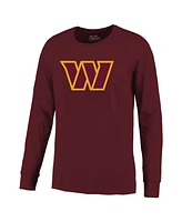 Majestic Men's Jayden Daniels Burgundy Washington Commanders Name Number Non-Distressed Long Sleeve T-Shirt