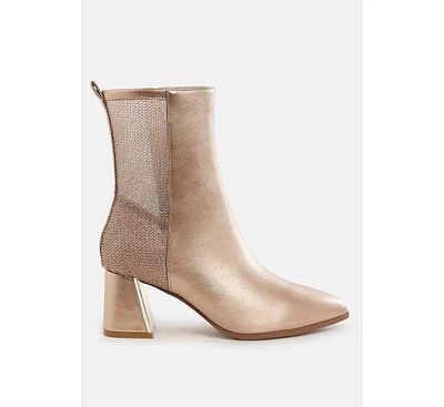 London Rag Mimosa Mesh Detail Pointy Ankle Boots