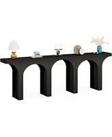 Tribesigns Console Table Set of 2, 94-Inch Entryway Table, Wood Sofa Behind Couch with Arched Base, Narrow Hallway Modern Foyer A