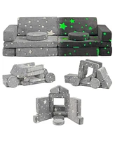 gaomon 12 Pcs Modular Kids Large Play Couch, Star Glow in The Dark Sofa for Children, Convertible Foam and Floor Cushion for Boys and Girls, Versatile