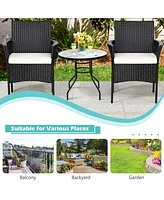 Gouun 2 Pieces Patio Wicker Chairs with Cozy Seat Cushions