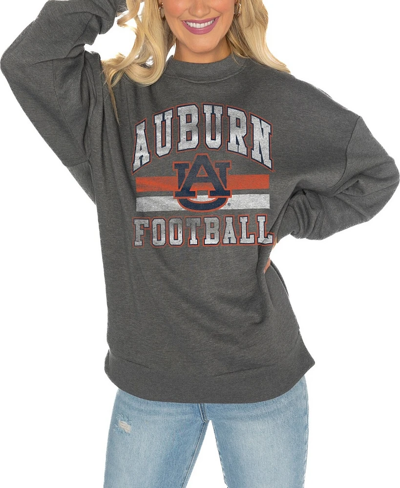 Gameday Couture Women's Charcoal Auburn Tigers Good Vibes Premium Fleece Drop Shoulder Pullover Sweatshirt