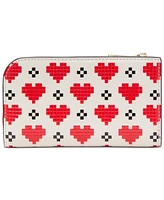 kate spade new york Devin Pixel Hearts Embossed Saffiano Leather Slim Bifold Wallet