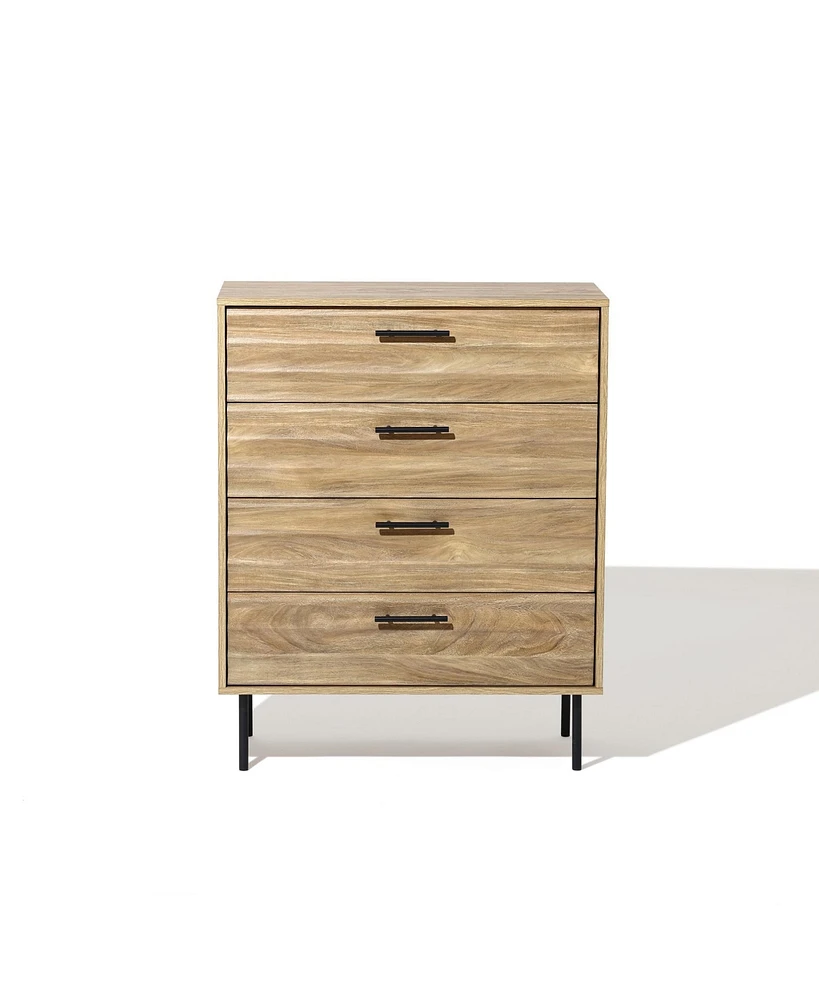 LuxenHome Mid-Century Modern Wave 4-Drawer 31.5-Inch Wide Accent Chest