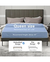Gouun Queen Size Upholstered Bed Frame with Tufted Headboard