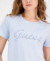 Guess Women's Script Lace Logo Easy Cotton T-Shirt