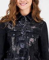 Guess Women's Clara Sequin-Front Denim Trucker Jacket