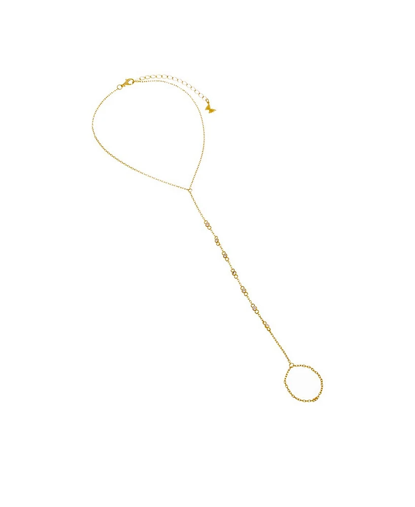 By Adina Eden Cubic Zirconia Multi Embedded Bezel Hand Chain Bracelet