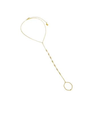 By Adina Eden Cubic Zirconia Multi Embedded Bezel Hand Chain Bracelet