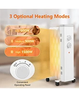 Sugift 1500W Oil Filled Space Heater with Universal Wheels and 3-Level Heat