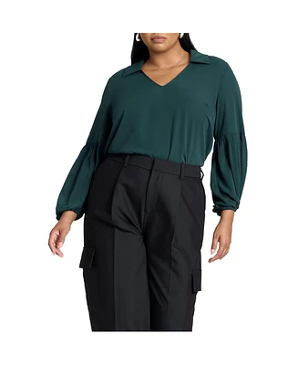 Eloquii Plus Balloon Sleeve Collared Blouse