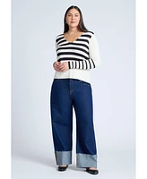 Eloquii Plus Abstract Striped Sweater