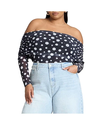 Eloquii Plus Off The Shoulder Polka Dot Top