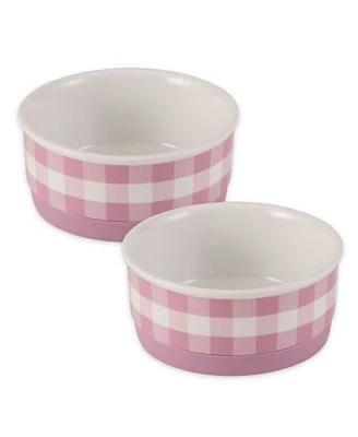 Bone Dry Petite Check Pet Bowl Set/2