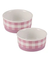 Bone Dry Petite Check Pet Bowl Set/2
