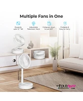 My Foldaway 2- in-1 Adjustable Height 11.8 in. Unique Foldable and Portable Mini Table Pedestal Fan