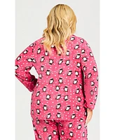 Avenue Plus Size Penguin Button Fleece Sleep Top