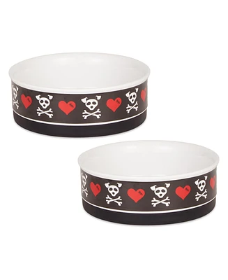 Bone Dry Bad to the Bone Pet Bowl Set/2